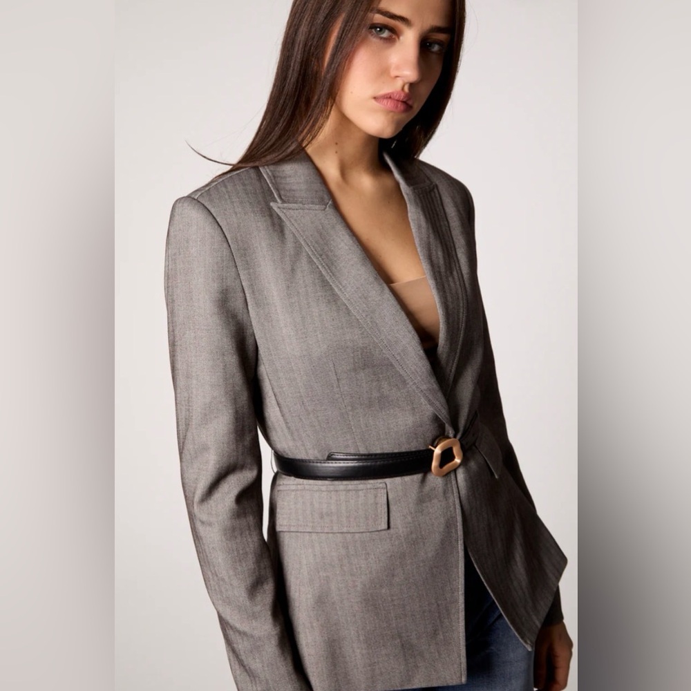 Blue Revival TAYLOR BELTED BLAZER - GREY HERRINGBONE